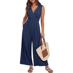 imageANRABESS Women Jumpsuits Sleeveless V Neck Elegant Dressy Casual Backless One Piece Pants Romper 2025 Summer OutfitsNavy Blue