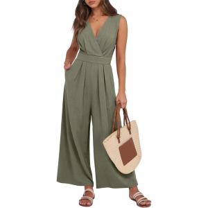 imageANRABESS Women Jumpsuits Sleeveless V Neck Elegant Dressy Casual Backless One Piece Pants Romper 2025 Summer OutfitsOlive