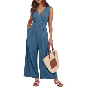 imageANRABESS Women Jumpsuits Sleeveless V Neck Elegant Dressy Casual Backless One Piece Pants Romper 2025 Summer OutfitsTeal