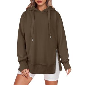 imageANRABESS Women Oversized Hoodies Side Zipper Fleece Long Sweatshirts Lightweight Tunic Pullover 2025 Fall Trendy ClothesBrown