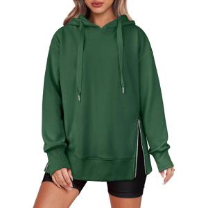 imageANRABESS Women Oversized Hoodies Side Zipper Fleece Long Sweatshirts Lightweight Tunic Pullover 2025 Fall Trendy ClothesDeep Green