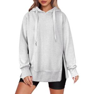 imageANRABESS Women Oversized Hoodies Side Zipper Fleece Long Sweatshirts Lightweight Tunic Pullover 2025 Fall Trendy ClothesLight Grey