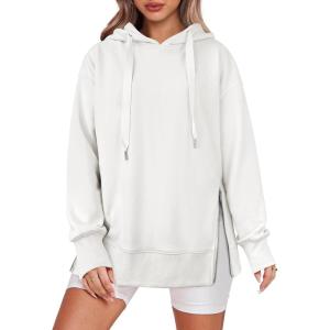 imageANRABESS Women Oversized Hoodies Side Zipper Fleece Long Sweatshirts Lightweight Tunic Pullover 2025 Fall Trendy ClothesWhite