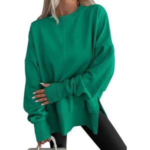imageANRABESS Women Oversized Sweatshirts Thumbhole Long Sleeve Hoodies Shirts 2025 Fall Side Slit Pullover Top Teen Y2k OutfitsGreen