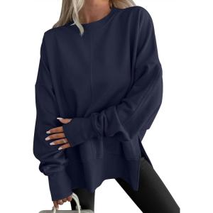 imageANRABESS Women Oversized Sweatshirts Thumbhole Long Sleeve Hoodies Shirts 2025 Fall Side Slit Pullover Top Teen Y2k OutfitsNavy Blue