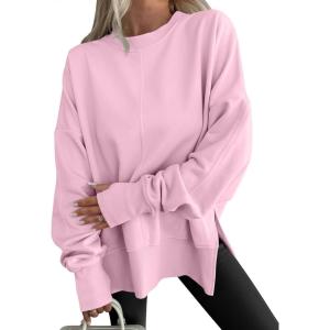 imageANRABESS Women Oversized Sweatshirts Thumbhole Long Sleeve Hoodies Shirts 2025 Fall Side Slit Pullover Top Teen Y2k OutfitsPink