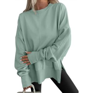 imageANRABESS Women Oversized Sweatshirts Thumbhole Long Sleeve Hoodies Shirts 2025 Fall Side Slit Pullover Top Teen Y2k OutfitsSage Green