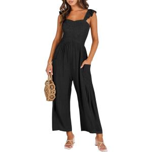 imageANRABESS Women Summer Casual Dressy Sleeveless Smocked Wide Leg Linen Jumpsuits Rompers 2025 Trendy Travel Outfit PocketBlack
