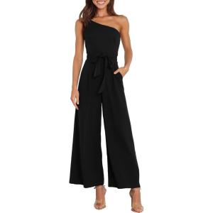 imageANRABESS Women Summer Dressy Jumpsuits One Shoulder Sleeveless Casual Wide Leg Pants Romper Jumper 2025 Trendy Fall OutfitsBlack