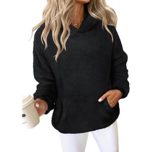 imageANRABESS Womens Hoodies Fleece Sherpa Sweatshirt 2025 Fall Loose Double Fuzzy Cozy Fluffy Warm Winter Pullover with PocketBlack