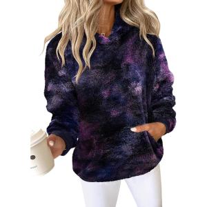 imageANRABESS Womens Hoodies Fleece Sherpa Sweatshirt 2025 Fall Loose Double Fuzzy Cozy Fluffy Warm Winter Pullover with PocketPurple