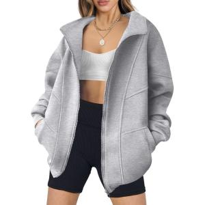 imageANRABESS Womens Oversized Full Zip Up Sweatshirts Jacket 2025 Fall Fleece Long Sleeve Hoodies OutfitsGray