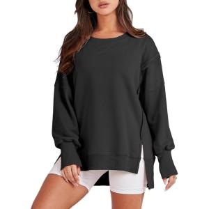 imageANRABESS Womens Oversized Sweatshirts Crew Neck Long Sleeve Shirts Casual Loose Slit 2025 Fall Outfits Y2K Teen Girls ClothesBlack