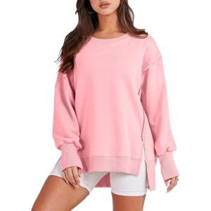 imageANRABESS Womens Oversized Sweatshirts Crew Neck Long Sleeve Shirts Casual Loose Slit 2025 Fall Outfits Y2K Teen Girls ClothesPink