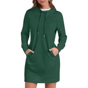 imageANRABESS Womens Sweatshirt Dress Long Sleeve Hoodies Mini Dresses Fleece Casual Hoodie with Pockets 2025 Fall FashionGreen