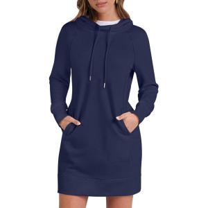 imageANRABESS Womens Sweatshirt Dress Long Sleeve Hoodies Mini Dresses Fleece Casual Hoodie with Pockets 2025 Fall FashionNavy Blue
