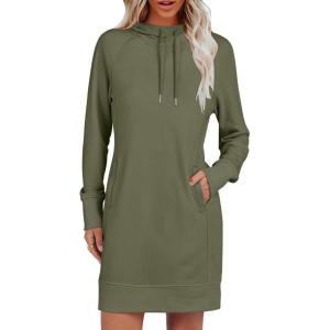 imageANRABESS Womens Sweatshirt Dress Long Sleeve Hoodies Mini Dresses Fleece Casual Hoodie with Pockets 2025 Fall FashionOlive Drab