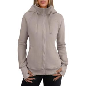 imageANRABESS Womens Zip Up Hoodies Fleece Jackets Long Sleeve Sweatshirts Pockets Casual Fall Fashion Preppy Outfits Y2k ClothesLight Khaki