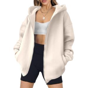 imageANRABESS Womens Zip Up Hoodies Oversized Sweatshirt Long Sleeve Fleece Jackets Coat Workout Y2K Outfits 2025 Fall TrendyBeige