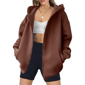 imageANRABESS Womens Zip Up Hoodies Oversized Sweatshirt Long Sleeve Fleece Jackets Coat Workout Y2K Outfits 2025 Fall TrendyBrown