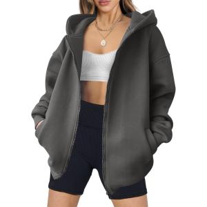 imageANRABESS Womens Zip Up Hoodies Oversized Sweatshirt Long Sleeve Fleece Jackets Coat Workout Y2K Outfits 2025 Fall TrendyDeep Grey