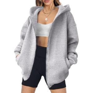 imageANRABESS Womens Zip Up Hoodies Oversized Sweatshirt Long Sleeve Fleece Jackets Coat Workout Y2K Outfits 2025 Fall TrendyGrey