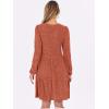 imageANRABESS Long Sleeve Dress for Women Fall Fashion Outfits 2025 Casual V Neck Ribbed Knit Short Sweater Dresses with PocketsBurnt Orange