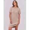 imageANRABESS Short Sleeve Sweater Dress for Women Summer Casual V Neck Cable Knit Mini Polo Dresses 2025 TrendyKhaki