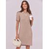 imageANRABESS Short Sleeve Sweater Dress for Women Summer Casual V Neck Cable Knit Mini Polo Dresses 2025 TrendyKhaki