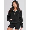imageANRABESS Sweatshirt for Women Zip Up Hoodies Cropped Pullover Fleece Hooded Sherpa Sweaters Tops 2025 Fall Winter ClothesBlack