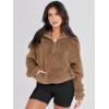 imageANRABESS Sweatshirt for Women Zip Up Hoodies Cropped Pullover Fleece Hooded Sherpa Sweaters Tops 2025 Fall Winter ClothesBrown