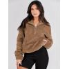 imageANRABESS Sweatshirt for Women Zip Up Hoodies Cropped Pullover Fleece Hooded Sherpa Sweaters Tops 2025 Fall Winter ClothesBrown