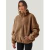 imageANRABESS Sweatshirt for Women Zip Up Hoodies Cropped Pullover Fleece Hooded Sherpa Sweaters Tops 2025 Fall Winter ClothesBrown