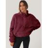 imageANRABESS Sweatshirt for Women Zip Up Hoodies Cropped Pullover Fleece Hooded Sherpa Sweaters Tops 2025 Fall Winter ClothesBurgundy