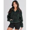 imageANRABESS Sweatshirt for Women Zip Up Hoodies Cropped Pullover Fleece Hooded Sherpa Sweaters Tops 2025 Fall Winter ClothesDark Green