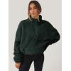 imageANRABESS Sweatshirt for Women Zip Up Hoodies Cropped Pullover Fleece Hooded Sherpa Sweaters Tops 2025 Fall Winter ClothesDark Green