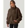 imageANRABESS Sweatshirt for Women Zip Up Hoodies Cropped Pullover Fleece Hooded Sherpa Sweaters Tops 2025 Fall Winter ClothesDeep Brown