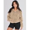 imageANRABESS Sweatshirt for Women Zip Up Hoodies Cropped Pullover Fleece Hooded Sherpa Sweaters Tops 2025 Fall Winter ClothesKhaki