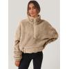 imageANRABESS Sweatshirt for Women Zip Up Hoodies Cropped Pullover Fleece Hooded Sherpa Sweaters Tops 2025 Fall Winter ClothesKhaki