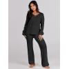 imageANRABESS Women 2 Piece Outfits Sweater Lounge Sets Long Sleeve Cable Knit Pullover and Wide Leg Pants Tracksuit Matching SetBlack