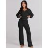 imageANRABESS Women 2 Piece Outfits Sweater Lounge Sets Long Sleeve Cable Knit Pullover and Wide Leg Pants Tracksuit Matching SetBlack