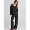 imageANRABESS Women 2 Piece Outfits Sweater Lounge Sets Long Sleeve Cable Knit Pullover and Wide Leg Pants Tracksuit Matching SetBlack