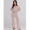 imageANRABESS Women 2 Piece Outfits Sweater Lounge Sets Long Sleeve Cable Knit Pullover and Wide Leg Pants Tracksuit Matching SetCamel