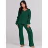 imageANRABESS Women 2 Piece Outfits Sweater Lounge Sets Long Sleeve Cable Knit Pullover and Wide Leg Pants Tracksuit Matching SetDark Green