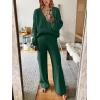 imageANRABESS Women 2 Piece Outfits Sweater Lounge Sets Long Sleeve Cable Knit Pullover and Wide Leg Pants Tracksuit Matching SetDark Green