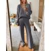 imageANRABESS Women 2 Piece Outfits Sweater Lounge Sets Long Sleeve Cable Knit Pullover and Wide Leg Pants Tracksuit Matching SetDeep Grey