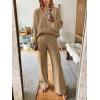 imageANRABESS Women 2 Piece Outfits Sweater Lounge Sets Long Sleeve Cable Knit Pullover and Wide Leg Pants Tracksuit Matching SetDeep Khaki