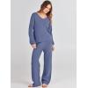 imageANRABESS Women 2 Piece Outfits Sweater Lounge Sets Long Sleeve Cable Knit Pullover and Wide Leg Pants Tracksuit Matching SetGrey Blue