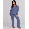 imageANRABESS Women 2 Piece Outfits Sweater Lounge Sets Long Sleeve Cable Knit Pullover and Wide Leg Pants Tracksuit Matching SetGrey Blue