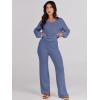 imageANRABESS Women 2 Piece Outfits Sweater Lounge Sets Long Sleeve Cable Knit Pullover and Wide Leg Pants Tracksuit Matching SetGrey Blue